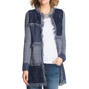 Chico’s blocked lace Denalia open cardigan